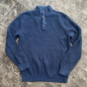 ASPEN Men's Buttoned Mock-Neck Preppy Business Casual Waffle-Knit Cotton Sweater